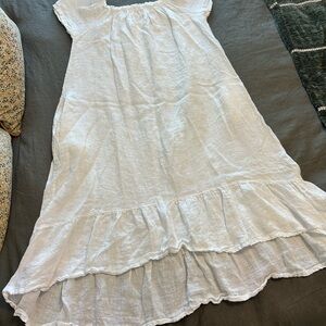 Italian White Linen Ruffled women’s Dress